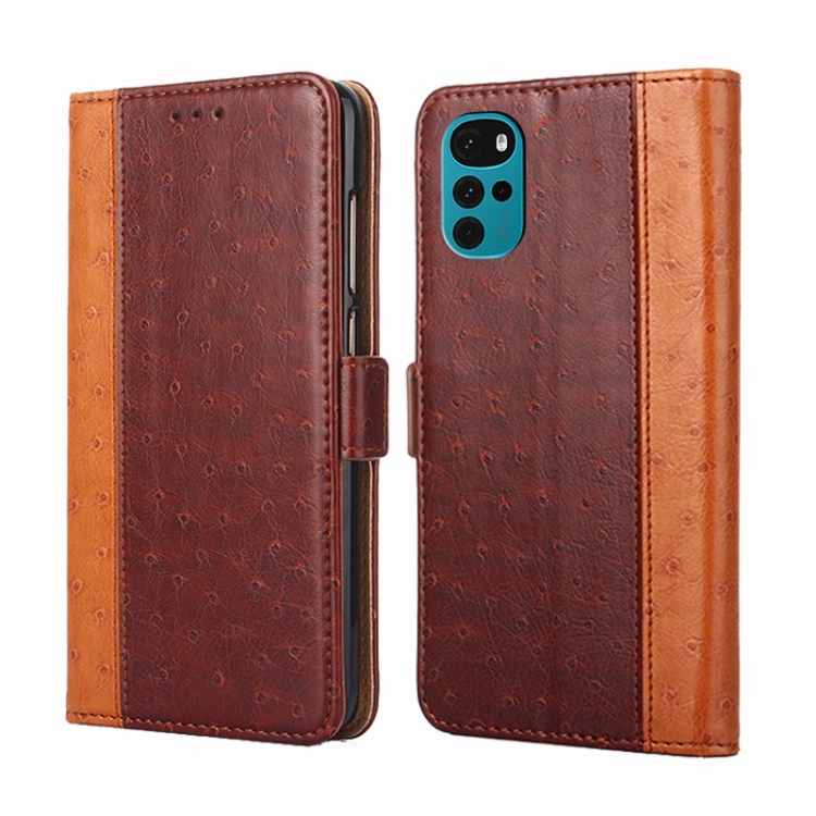 

For Motorola Moto G22 Ostrich Texture Flip Leather Phone Case(Brown)