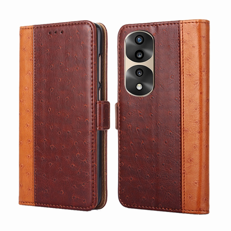 

For Honor 70 Pro / 70 Pro+ Ostrich Texture Flip Leather Phone Case(Brown)