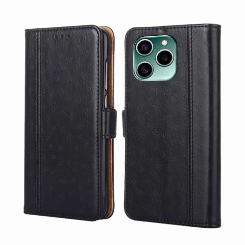 

For Honor 60 SE Ostrich Texture Flip Leather Phone Case(Black)