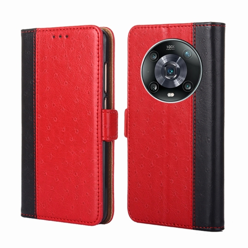 

For Honor Magic4 Pro Ostrich Texture Flip Leather Phone Case(Red)