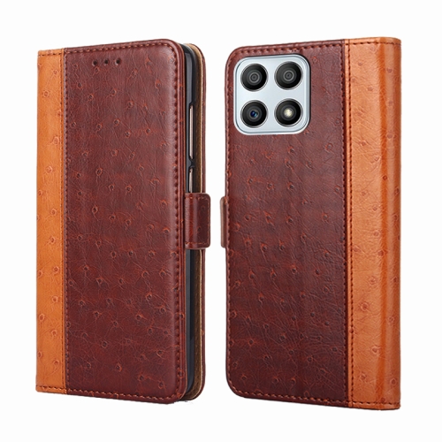 

For Honor X30i Ostrich Texture Flip Leather Phone Case(Brown)