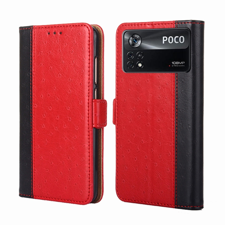 

For Xiaomi Poco X4 Pro 5G Ostrich Texture Flip Leather Phone Case(Red)