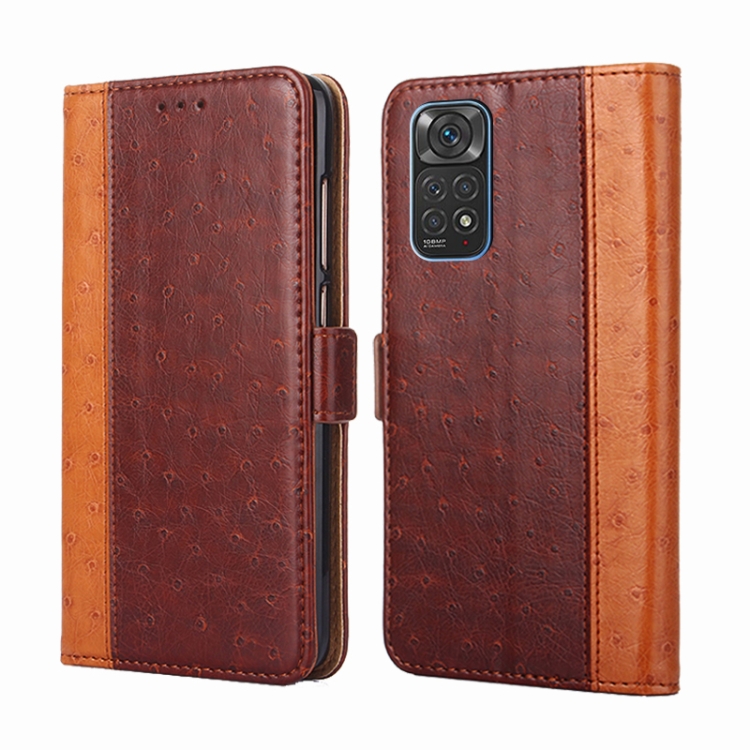 

For Xiaomi Redmi Note 11 Global / Note 11S Ostrich Texture Flip Leather Phone Case(Brown)