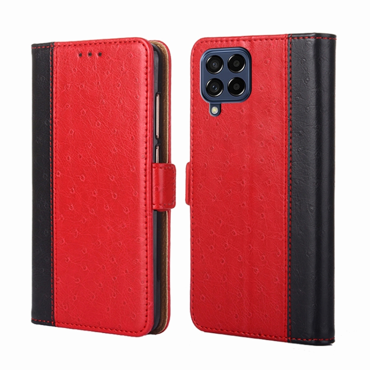 

For Samsung Galaxy M53 5G Ostrich Texture Flip Leather Phone Case(Red)