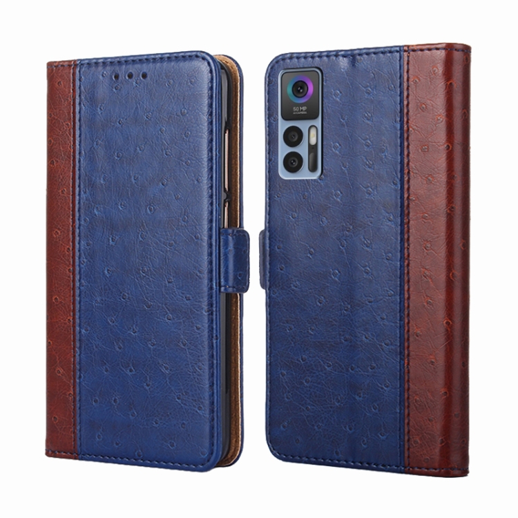 

For TCL 30 5G / 30+ 5G Ostrich Texture Flip Leather Phone Case(Blue)