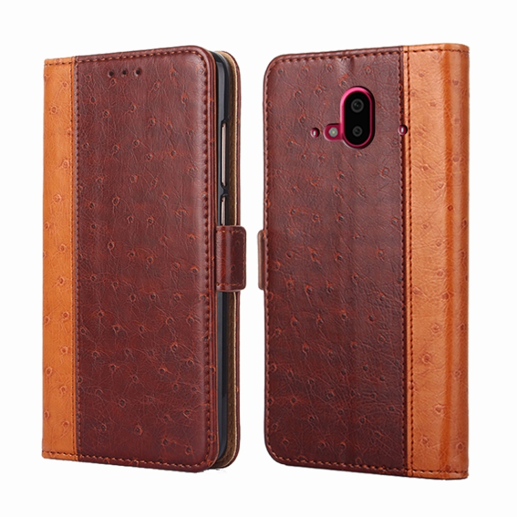 

For Fujitsu Arrows F-52B Ostrich Texture Flip Leather Phone Case(Brown)