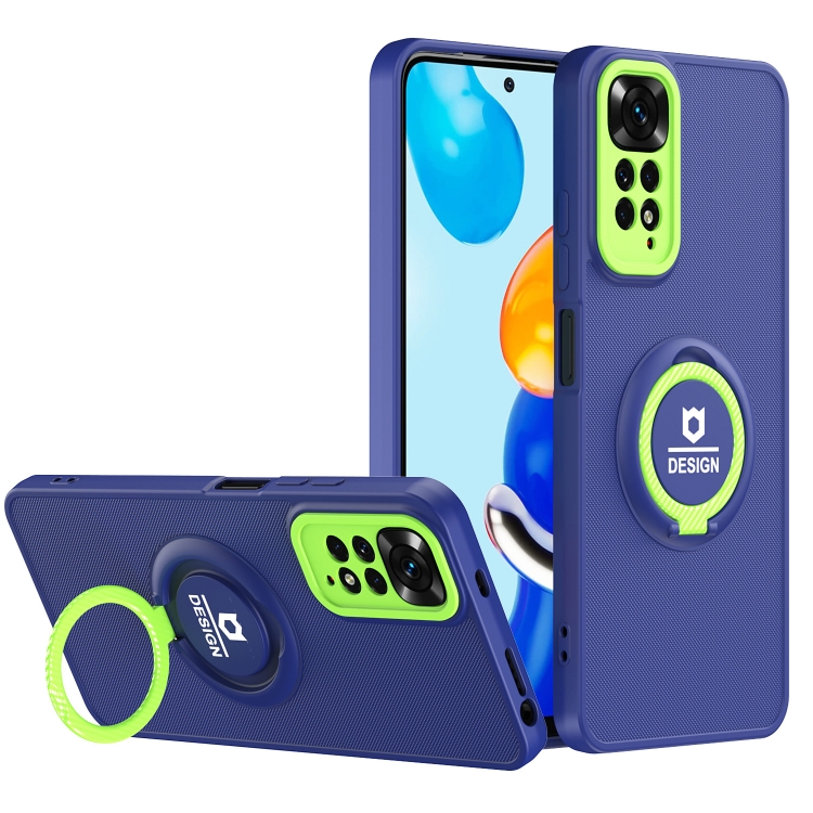 

For Xiaomi Redmi Note 11 Pro 5G / 4G 2022 Eagle Eye Ring Holder Phone Case(Blue + Green)