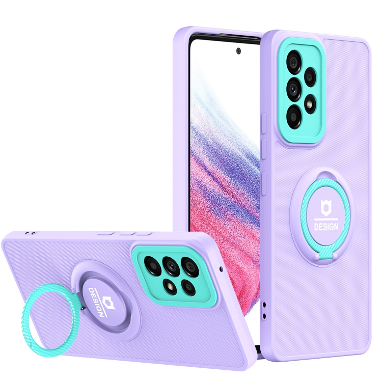 

For Samsung Galaxy A33 5G Eagle Eye Ring Holder Phone Case(Purple + Light Green)