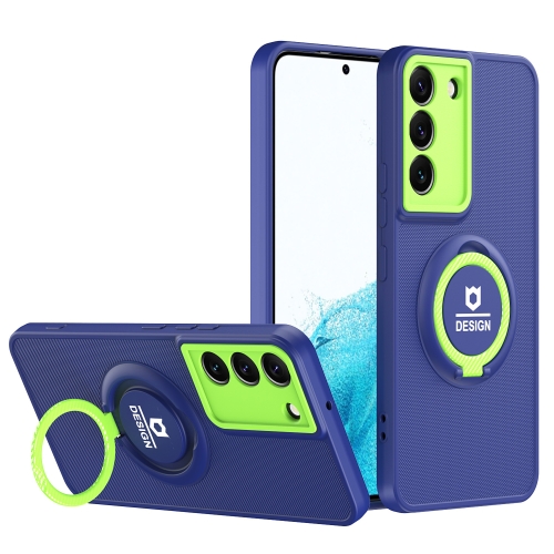 

For Samsung Galaxy S22 5G Eagle Eye Ring Holder Phone Case(Blue + Green)