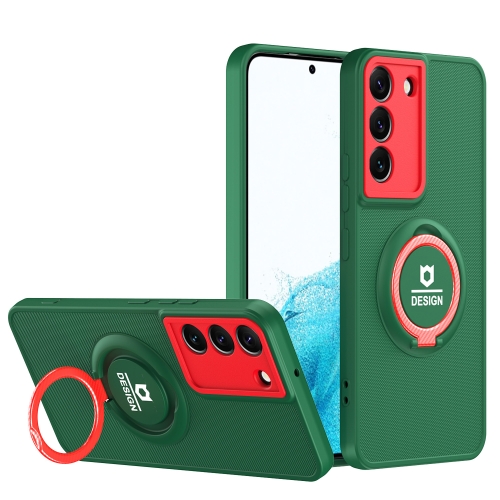 

For Samsung Galaxy S22 5G Eagle Eye Ring Holder Phone Case(Dark Green + Red)