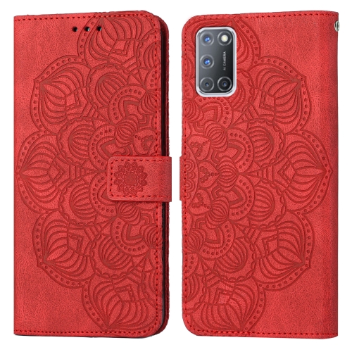 

For OPPO A92 / A72 / A52 Mandala Embossed Flip Leather Phone Case(Red)