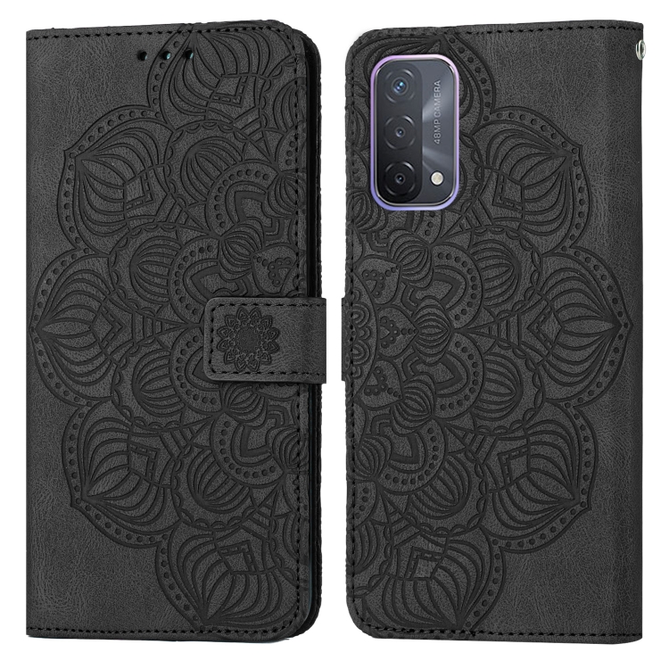 

For OPPO A93 5G Mandala Embossed Flip Leather Phone Case(Black)
