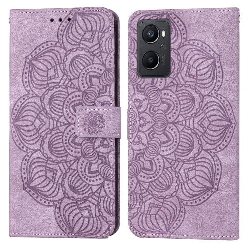 

For OPPO A96 Mandala Embossed Flip Leather Phone Case(Purple)