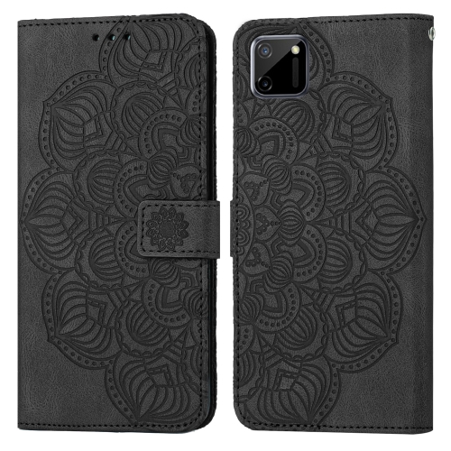 

For OPPO Realme C11 Mandala Embossed Flip Leather Phone Case(Black)