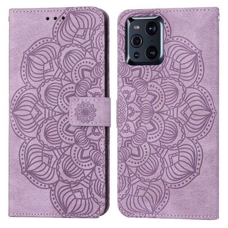 

For OPPO Find X3 / Find X3 Pro Mandala Embossed Flip Leather Phone Case(Purple)
