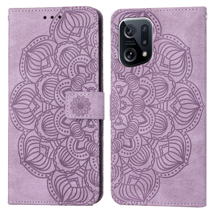 

For OPPO Find X5 Mandala Embossed Flip Leather Phone Case(Purple)