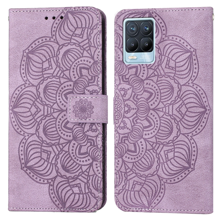 

For OPPO Realme 8 4G Mandala Embossed Flip Leather Phone Case(Purple)