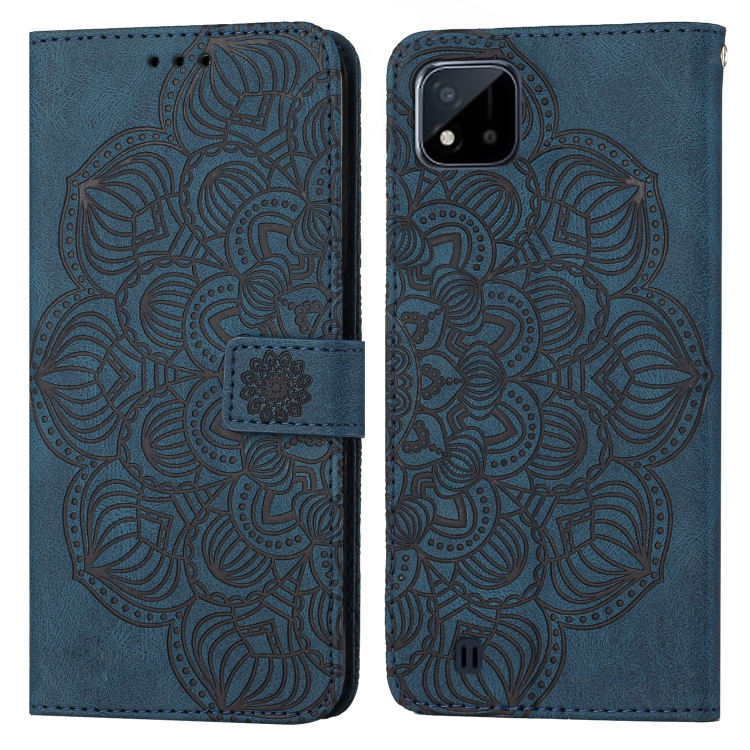 

For OPPO Realme C20 Mandala Embossed Flip Leather Phone Case(Blue)