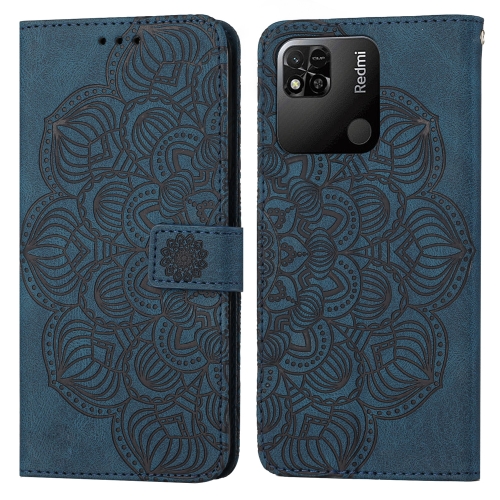 

For Xiaomi Redmi 9C / 10A Mandala Embossed Flip Leather Phone Case(Blue)