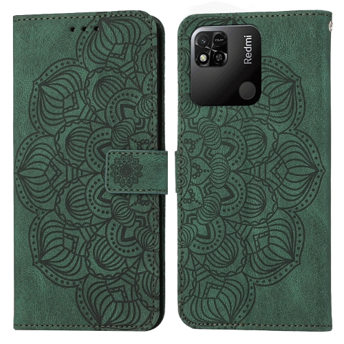 

For Xiaomi Redmi 10C Mandala Embossed Flip Leather Phone Case(Green)