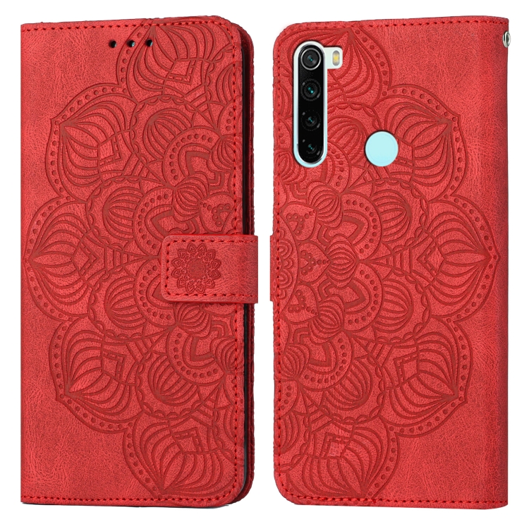 

For Xiaomi Redmi Note 8 Mandala Embossed Flip Leather Phone Case(Red)
