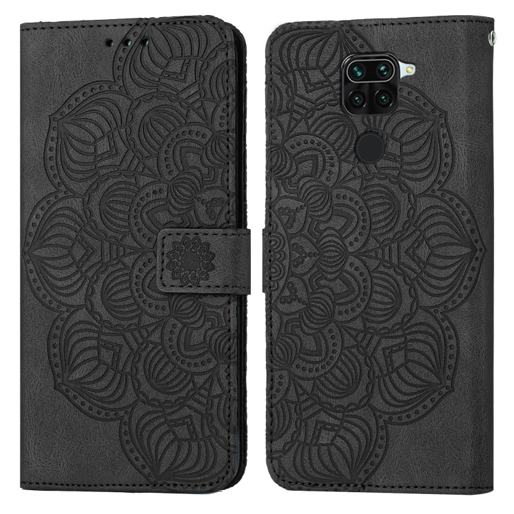 

For Xiaomi Redmi Note 9 Mandala Embossed Flip Leather Phone Case(Black)