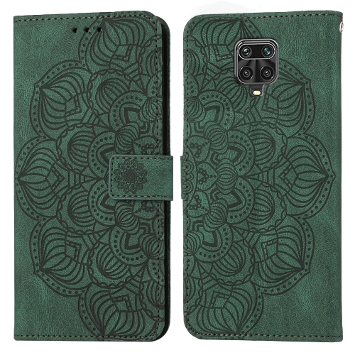 

For Xiaomi Redmi Note 9 Pro Mandala Embossed Flip Leather Phone Case(Green)