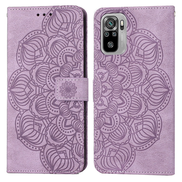 

For Xiaomi Redmi Note 10 Mandala Embossed Flip Leather Phone Case(Purple)