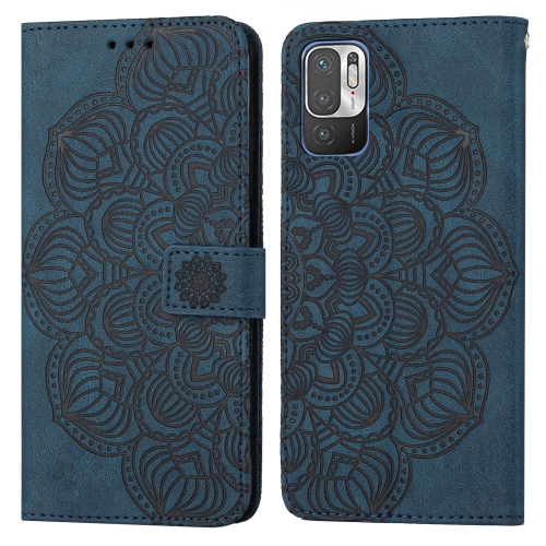 

For Xiaomi Redmi Note 10 5G Mandala Embossed Flip Leather Phone Case(Blue)