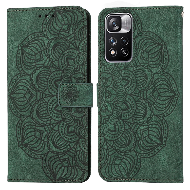 

For Xiaomi Redmi Note 11 Pro 5G Mandala Embossed Flip Leather Phone Case(Green)