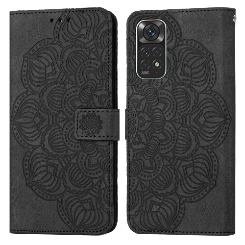 

For Xiaomi Redmi Note 11 International Mandala Embossed Flip Leather Phone Case(Black)