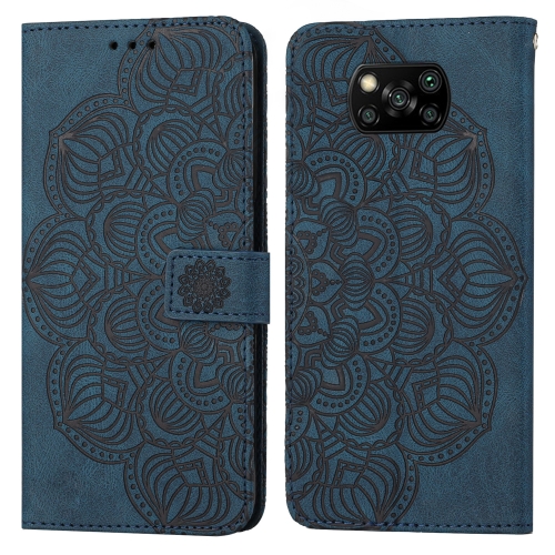 

For Xiaomi Poco X3 NFC Mandala Embossed Flip Leather Phone Case(Blue)