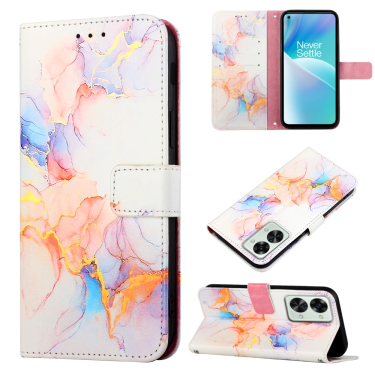 

For OnePlus Nord 2T 5G Marble Pattern Flip Leather Phone Case(Galaxy Marble White LS004)