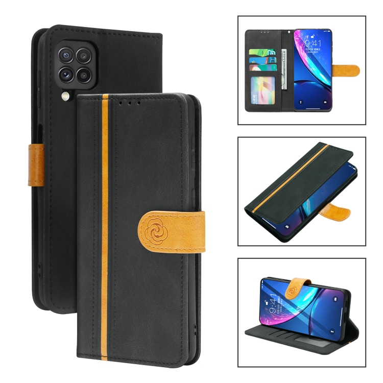 

For Samsung Galaxy A22 4G Skin Feel Leather Wallet Phone Case(Black)
