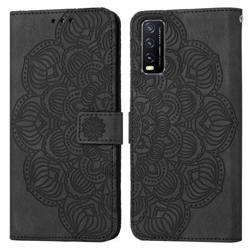 

For vivo Y20 / Y12S Mandala Embossed Flip Leather Phone Case(Black)