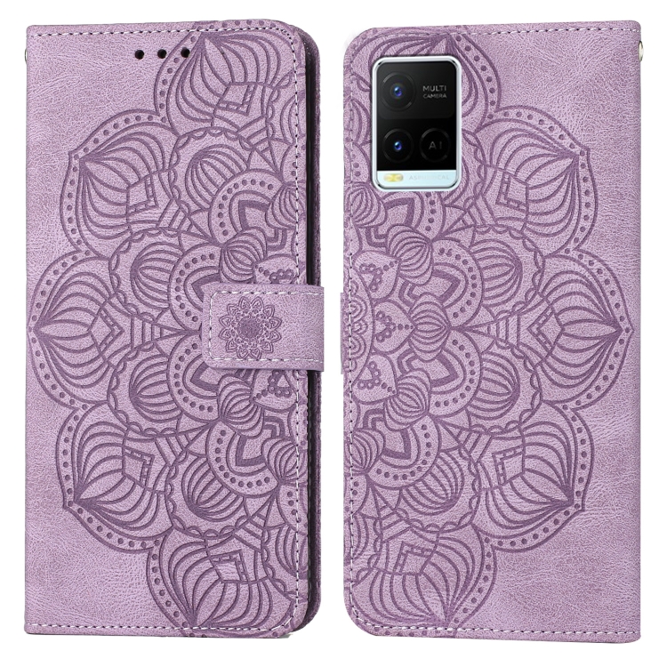 

For vivo Y21 Mandala Embossed Flip Leather Phone Case(Purple)