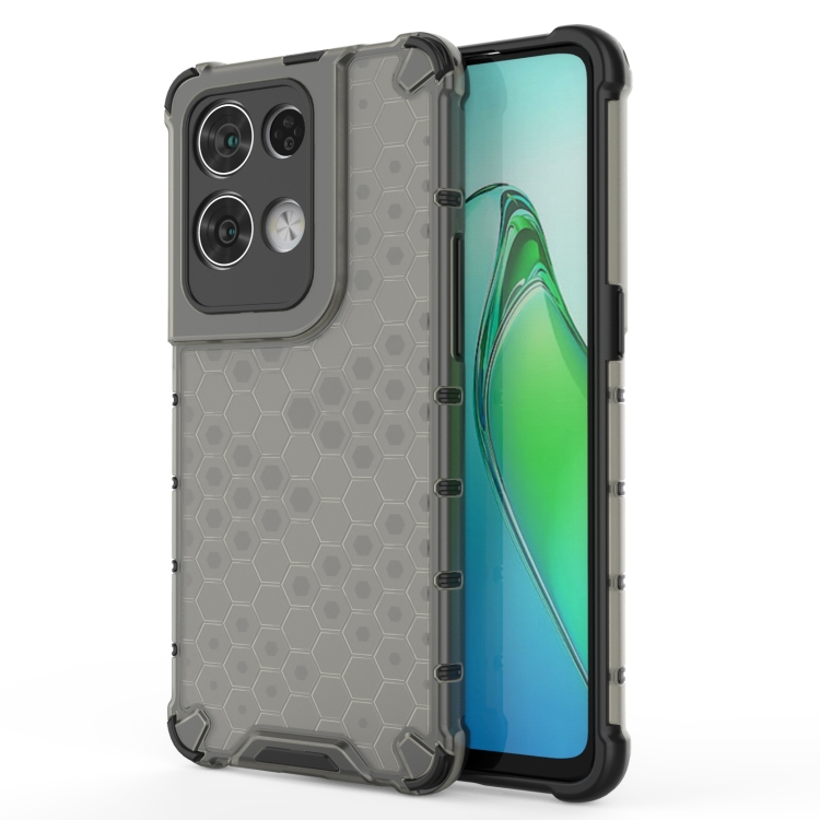 

For OPPO Reno8 Pro Shockproof Honeycomb PC + TPU Phone Case(Black)