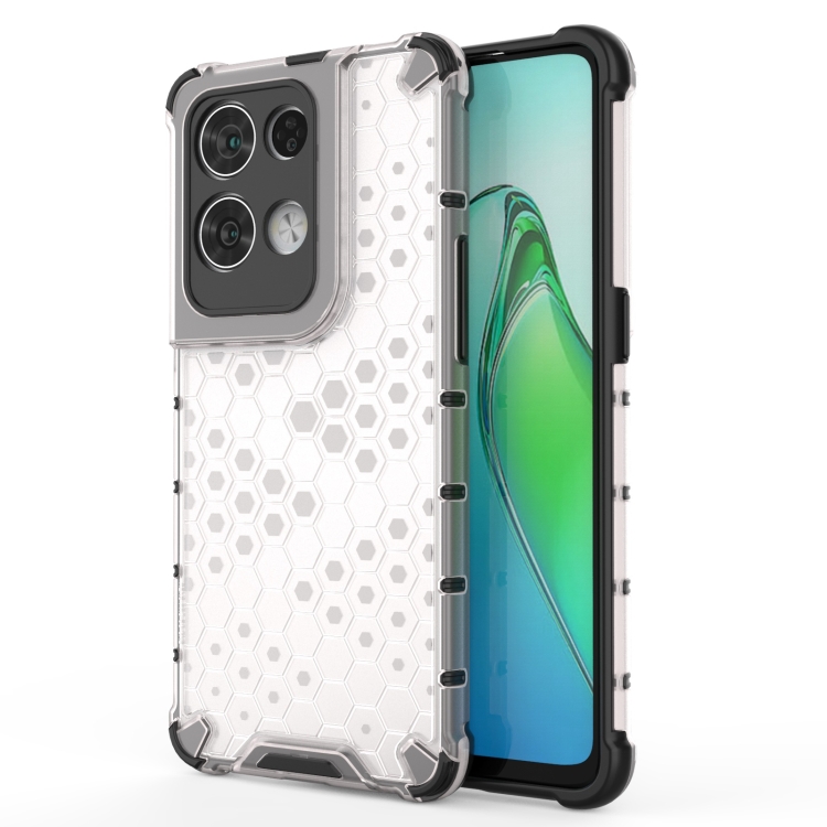 

For OPPO Reno8 Pro Shockproof Honeycomb PC + TPU Phone Case(White)