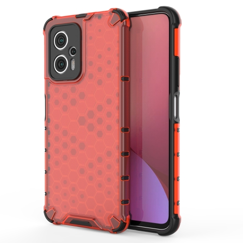 

For Xiaomi Redmi Note 11T Pro Shockproof Honeycomb PC + TPU Phone Case(Red)