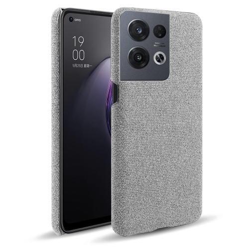 

For OPPO Reno8 Pro Cloth Coated Hard Plastic Phone Case(Light Grey)