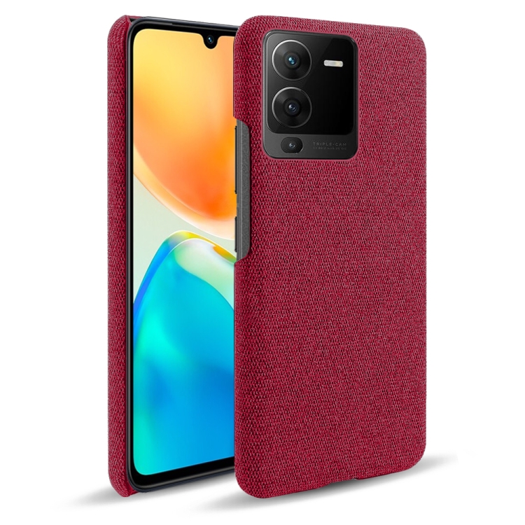 

For vivo S15 Cloth Coated Hard Plastic Phone Case(Red)