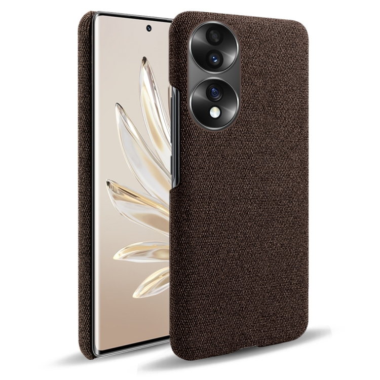 

For Honor 70 Cloth Coated Hard Plastic Phone Case(Brown)