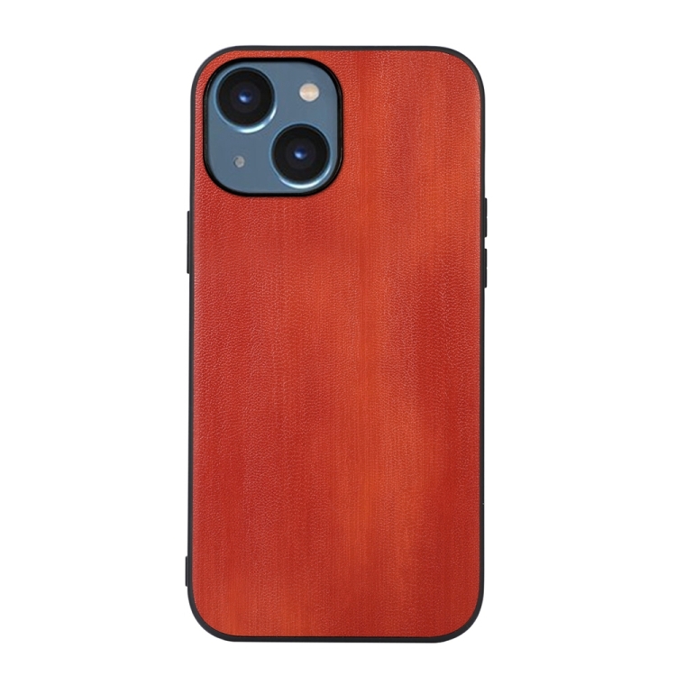 

For iPhone 14 Plus Yellow Cow Texture PU Phone Case (Brown)