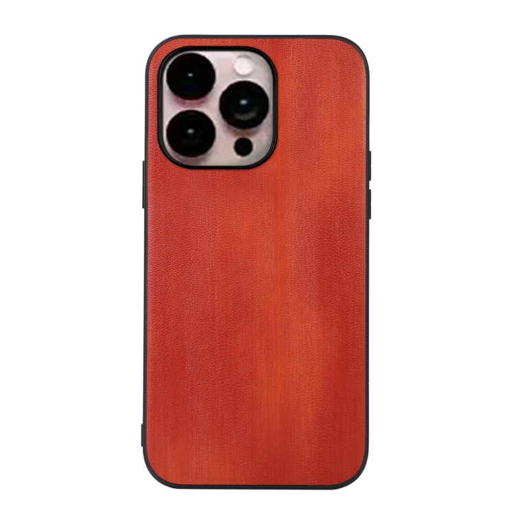 

For iPhone 14 Pro Max Yellow Cow Texture PU Phone Case (Brown)