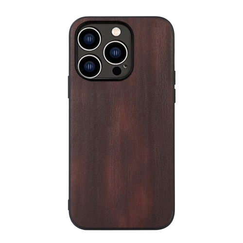

For iPhone 14 Pro Yellow Cow Texture PU Phone Case (Coffee)