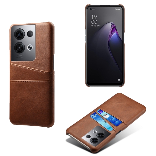 

For OPPO Reno8 Pro+ Dual Card Slots Calf Texture PC + PU Phone Case(Brown)