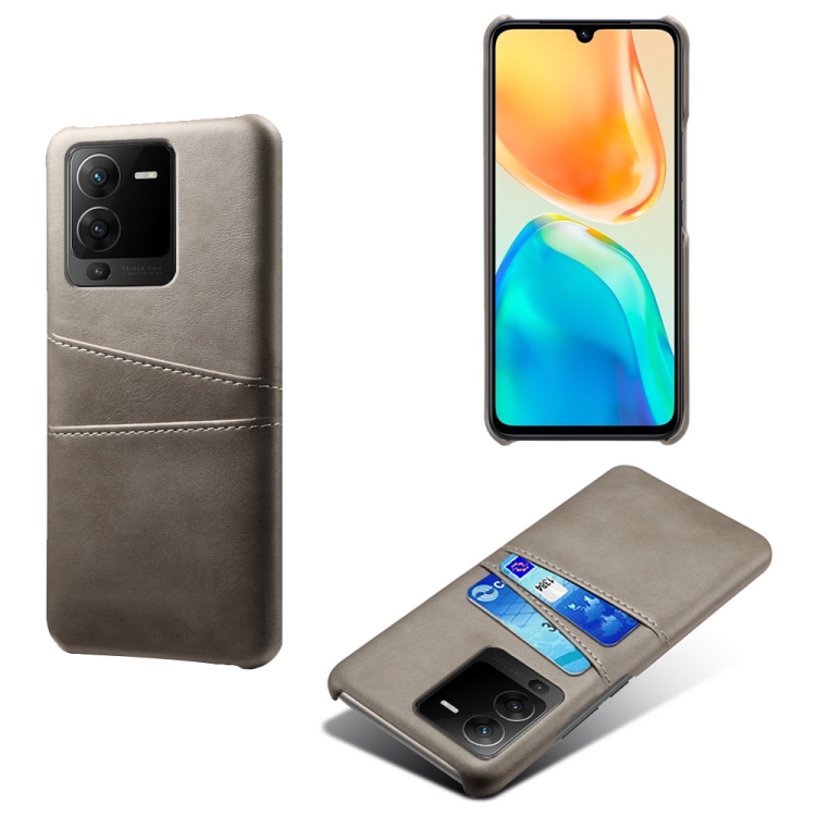 

For vivo S15 Pro Dual Card Slots Calf Texture PC + PU Phone Case(Grey)