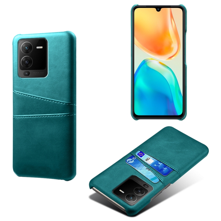 

For vivo S15 Dual Card Slots Calf Texture PC + PU Phone Case(Green)