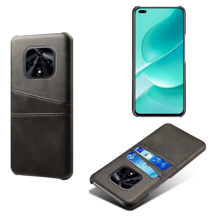 

For Huawei nova 9Z 5G Dual Card Slots Calf Texture PC + PU Phone Case(Black)