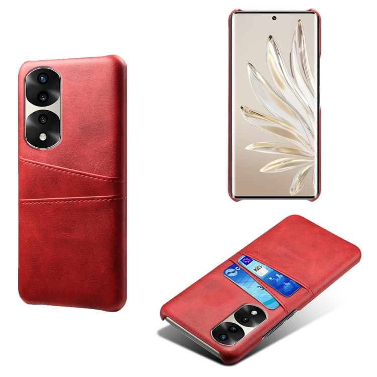 

For Honor 70 Pro+ Dual Card Slots Calf Texture PC + PU Phone Case(Red)